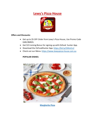 15% Off - Lewy’s Pizza Bathurst Takeaway and Delivery, NSW