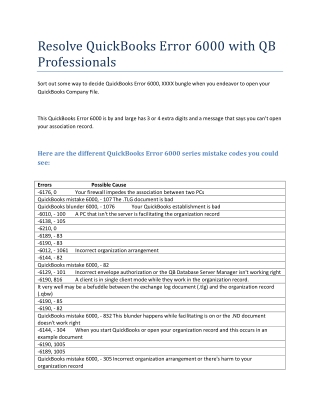 Resolve QuickBooks Error 6000 with QB Professionals