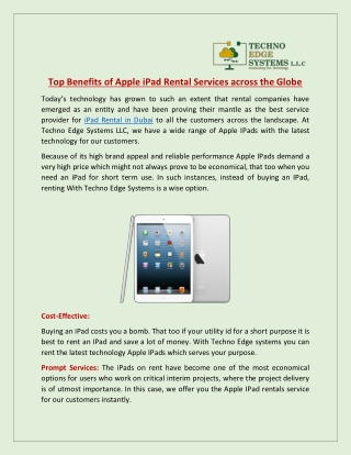 Top Benefits of Apple iPad Rental Services Across the Globe