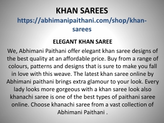 Buy Khan Sarees Sarees Online | Paithani Sarees at Best Price