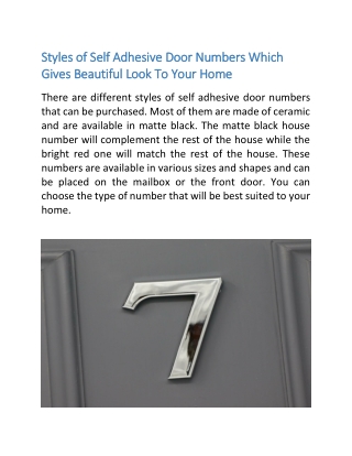 Styles of Self Adhesive Door Numbers Which Gives Beautiful Look To Your Home