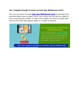 Am I Capable Enough To Scale up Cash App Withdrawal Limit?