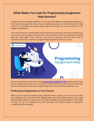 What Makes You Look For Programming Assignment Help Services