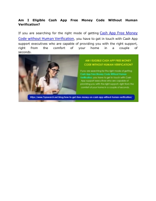 Am I Eligible Cash App Free Money Code Without Human Verification?