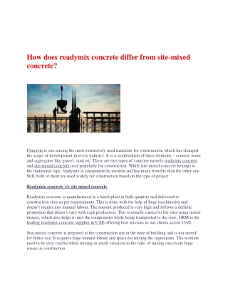 How does readymix concrete differ from site