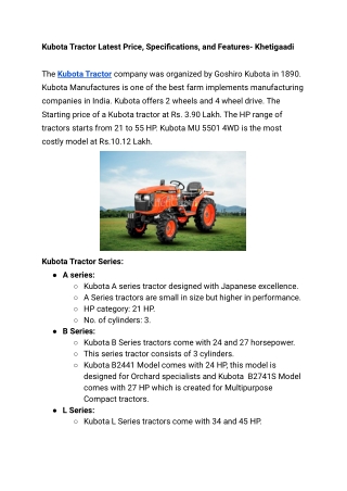 Kutota Tractor