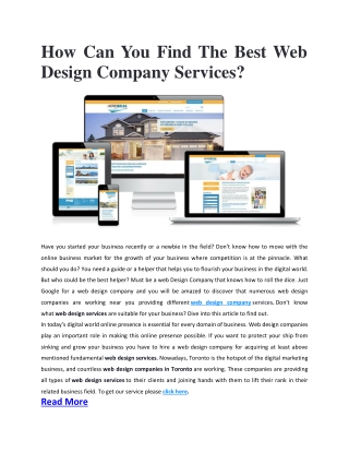 How Can You Find The Best Web Design Company Services