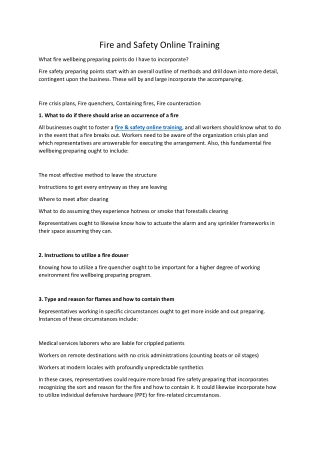 Fire and Safety Online Training