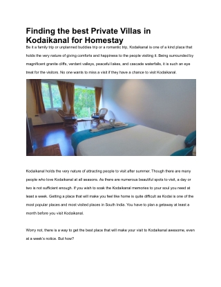 Private Villa in  Kodaikanal | Villas In  Kodaikanal & Homestay