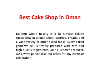 Best Cake Shop in Oman