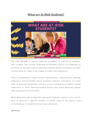 What are At-Risk Students