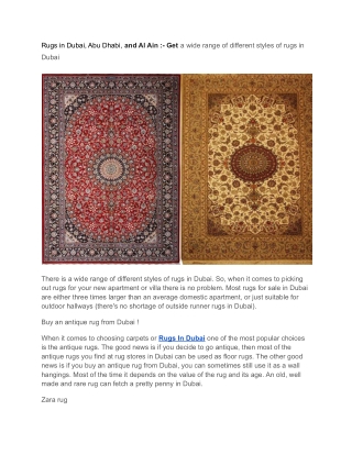 Rugs in Dubai, Abu Dhabi, and Al Ain :- Get a wide range of different styles of