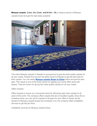 Mosque carpets  Dubai, Abu Dhabi, and Al Ain :- Buy cheap products of Mosque car