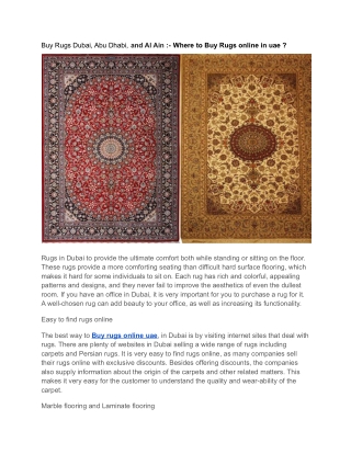 Buy Rugs Dubai, Abu Dhabi, and Al Ain :- Where to Buy Rugs online in uae ?