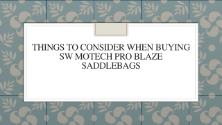 Things To Consider When Buying SW Motech Pro Blaze Saddlebags