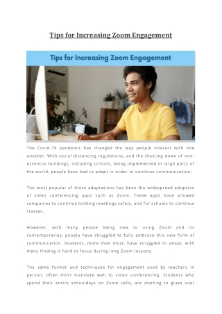 Tips for Increasing Zoom Engagement
