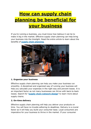 How can supply chain planning be beneficial for your business