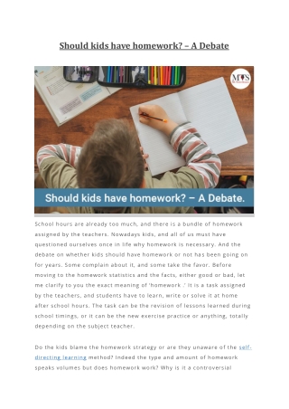 Should kids have homework A Debate