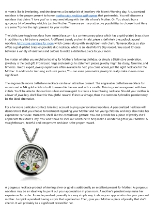 How to Get More Results Out of Your mothers birthstone necklace