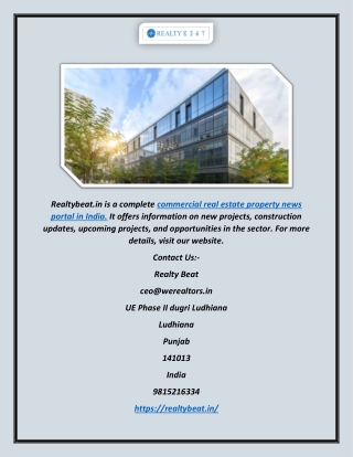 Commercial Real Estate Property News in India | Realtybeat.in