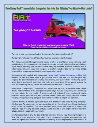 Heavy haul trucking companies in New York