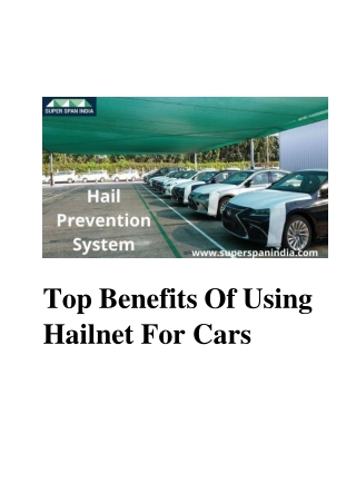 Top Benefits Of Using Hailnet For Cars