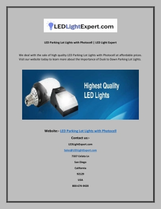 LED Parking Lot Lights with Photocell  LED Light Expert