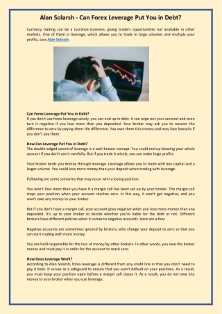 Alan Solarsh - Can Forex Leverage Put You in Debt