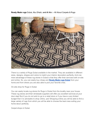 Ready Made rugs Dubai, Abu Dhabi, and Al Ain :- All About Carpets & Rugs