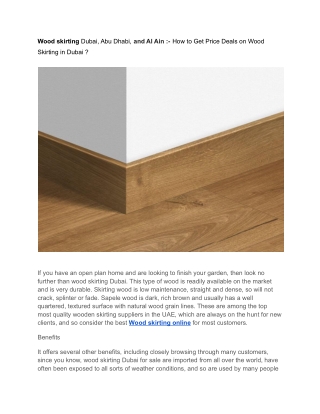 Wood skirting Dubai, Abu Dhabi, and Al Ain :- How to Get Price Deals on Wood Ski