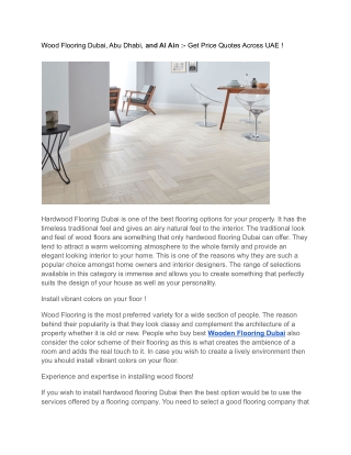 Wood Flooring Dubai, Abu Dhabi, and Al Ain :- Get Price Quotes Across UAE !