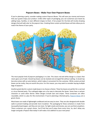 Popcorn Boxes - Make Your Own Popcorn Boxes