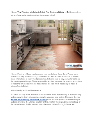 Kitchen Vinyl Flooring Installation in Dubai, Abu Dhabi, and Al Ain :- Get the v