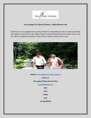 Tour Packages For Valley Of Flowers  Valleyofflowers.info