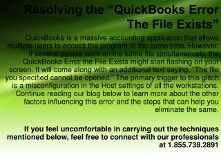 Resolving the “QuickBooks Error The File Exists”