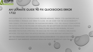 A quick way to rectify QuickBooks Error 1722