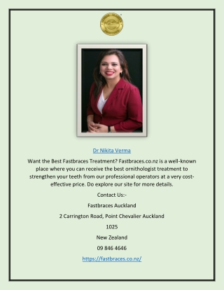 Dr Nikita Verma | Fastbraces.co.nz