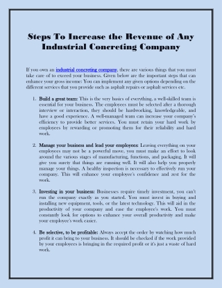 Steps To Increase the Revenue of Any Industrial Concreting Company