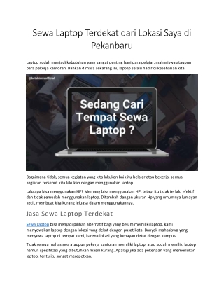 Sewa Laptop Terdekat dari Lokasi Saya di Pekanbaru