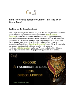 Find The Cheap Jewellery Online
