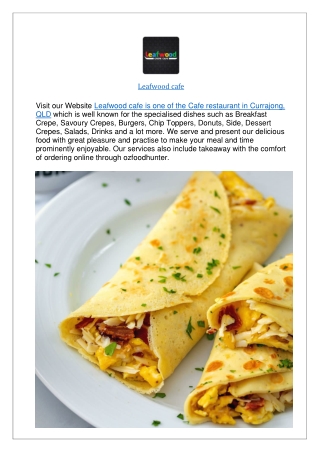 5% off - Leafwood café Restaurant Currajong menu, QLD