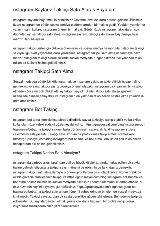 İnstagram Sayfanızı Takipçi Satın Alarak Büyütün!