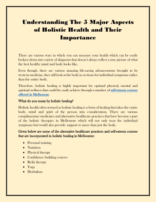 Understanding The 5 Major Aspects of Holistic Health and Their Importance