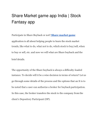 Share Market game app India | Stock Fantasy app | BYSOS