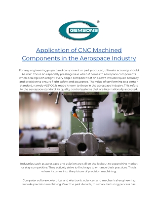 Uses Of CNC Machined Components in the Aerospace Industry | Gemsons