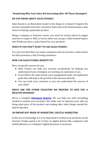 Wondering Why Your Sales Not Increasing After All Those Strategies?
