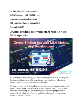 Crypto Trading Bot With MLM Mobile App Development