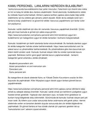 KAMU PERSONEL İŞ İLANLARINI NEREDEN BULABİLİRİM?