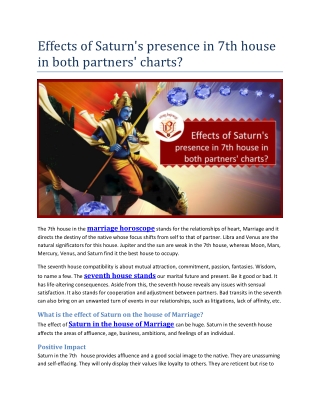 Effects of Saturn in 7th house