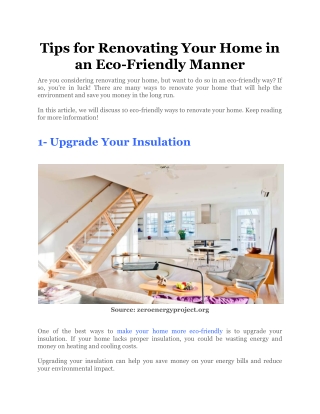 Tips for Renovating Your Home in an Eco-Friendly Manner